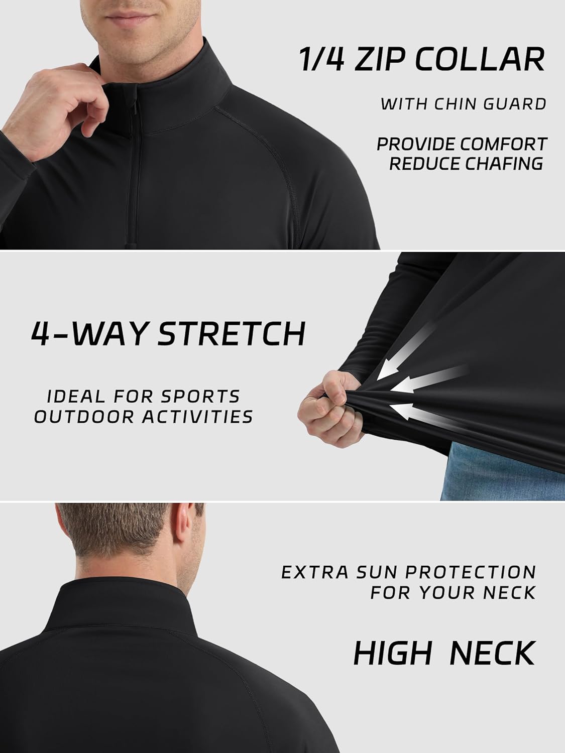 KEFITEVD Men's UPF 50+ Sun Protection Shirts Long Sleeve 1/4 Zip Up T-Shirt Quick Dry UV Fishing Running Rash Guard - Image 5