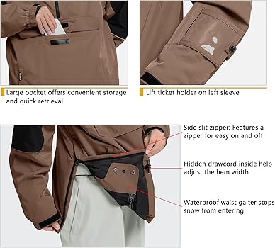 Amazon.com: Actleis Mens Snowboard Jacket Waterproof Skiing