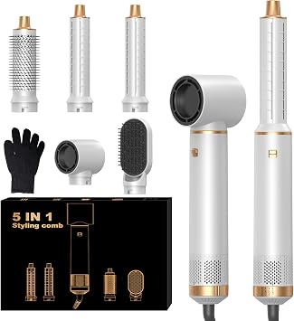 5 in 1 Hair Styler Airbrush 5 in 1 Multi Styler, Air Styler 5 in 1 with Air Curler, Hair Dryer, Brush Hair Dryer for Drying and Styling Straightening Volumizing Curling Sleeking