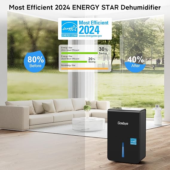 Gasbye Dual Hose Portable AC & Energy Star Dehumidifier, 14,000BTU Inverter Energy-Saving 13.6 CEER Portable Air Conditioner & 4500 Sq. Ft. Dehumidifier for Basement with Drain Hose for Large Room