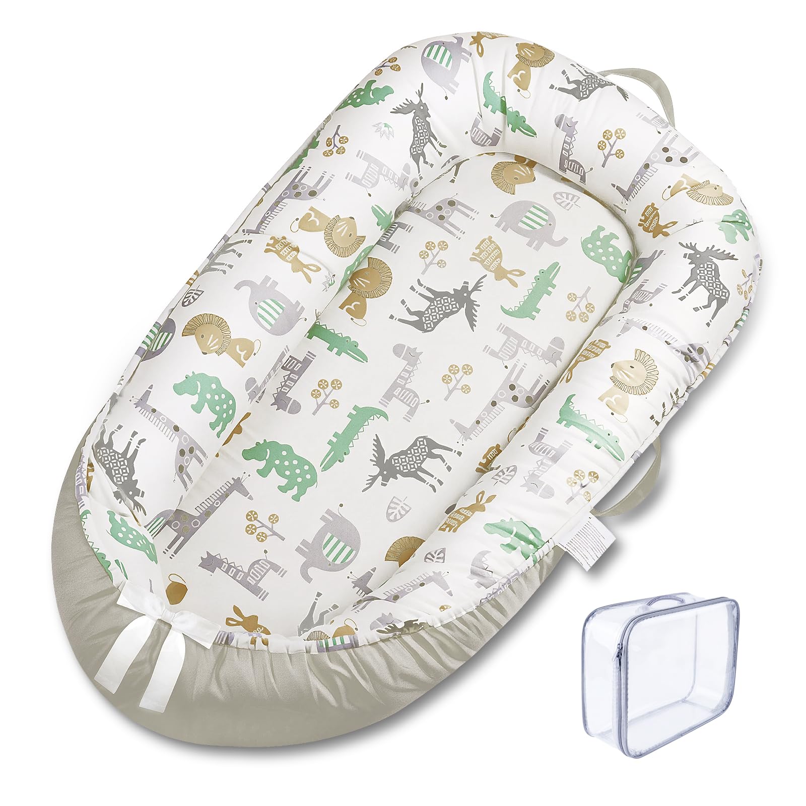 HDUYFYD Babynest Babynestchen Neugeborene Baby Nestchen Tragbar 0-24 Monate, Nestchen Baby Waschbar mit Verstellbarem U-Fußsack,Tragbar & Verwandelt Sich In Rucksack,Baby Erstausstattung Neugeborene