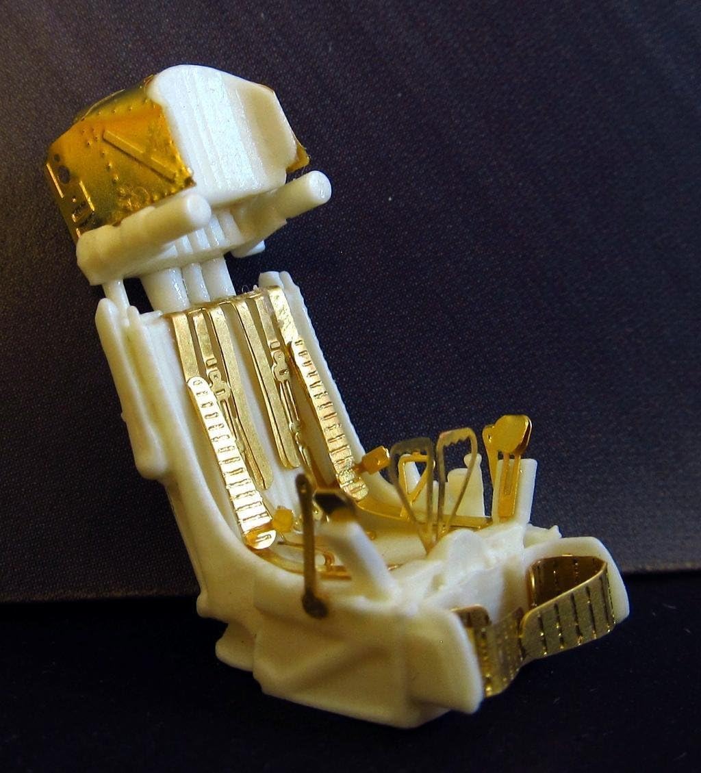 Side view of an assembled ejection seat with photo-etched details