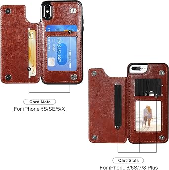 レトロ PU フリップレザーケース For Apple 14 13 12 11 プロマックス XS マルチカードホルダー電話ケース For Apple X 7 8 プラス SE カバー-Rose Gold-iPhone 12 Mini