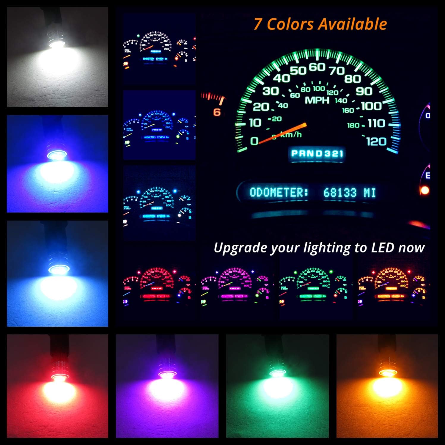 Alla Lighting Bright White LED Instrument Cluster Bulbs - Set Of 4 (168/194), Fits 90s-2000s Fords & Mercurys