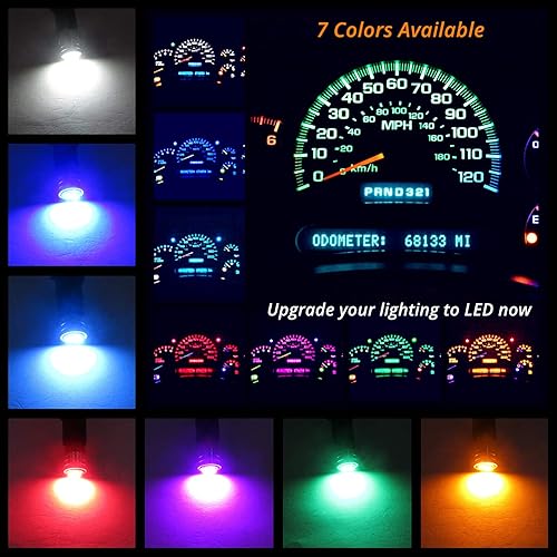 Miniatura 4 de WLJH Super Bright Blue Instrument Cluster Panel Luces Medidor Velocímetro Tacómetro Indicador Bombilla Kit de Luz LED para Ford F150 F250 F350