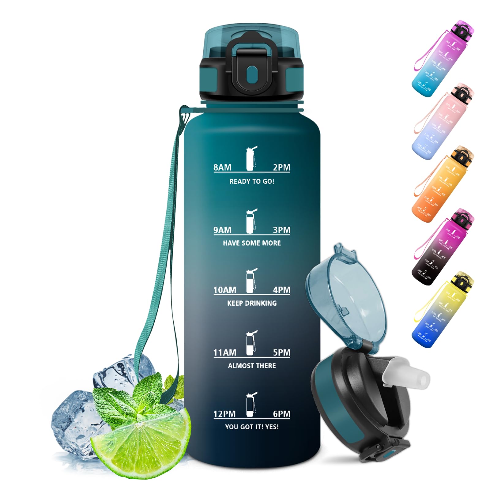 Motswedi Borraccia 1.5 Litri A Prova Di Perdite – Con Cannuccia, Tappo A Pressione E Blocco Di Sicurezza – Ideale Per Palestra, Running, Ufficio E Ciclismo