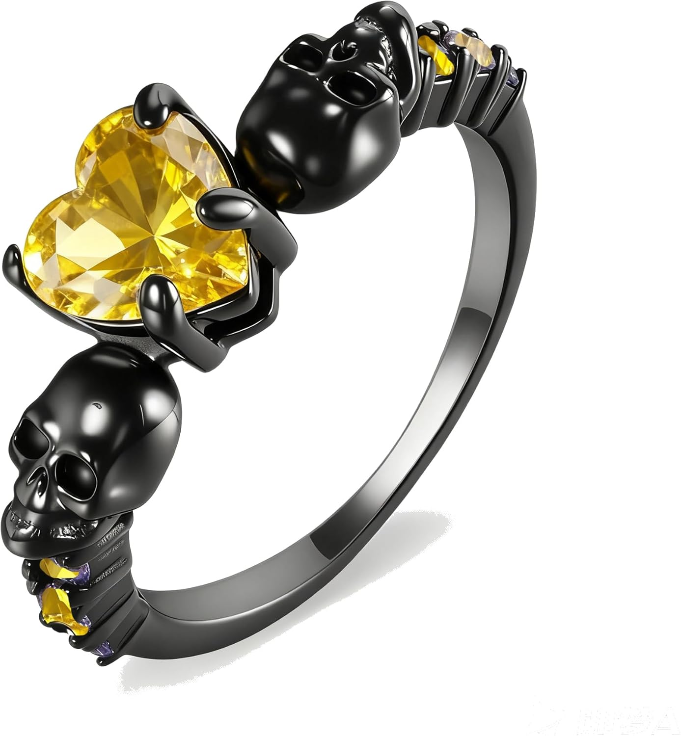 TIGER RIDER Skull Rings for Women 925 Sterling Silver Skull Black Statement Goth Rings Cool Grunge Gothic Jewelry