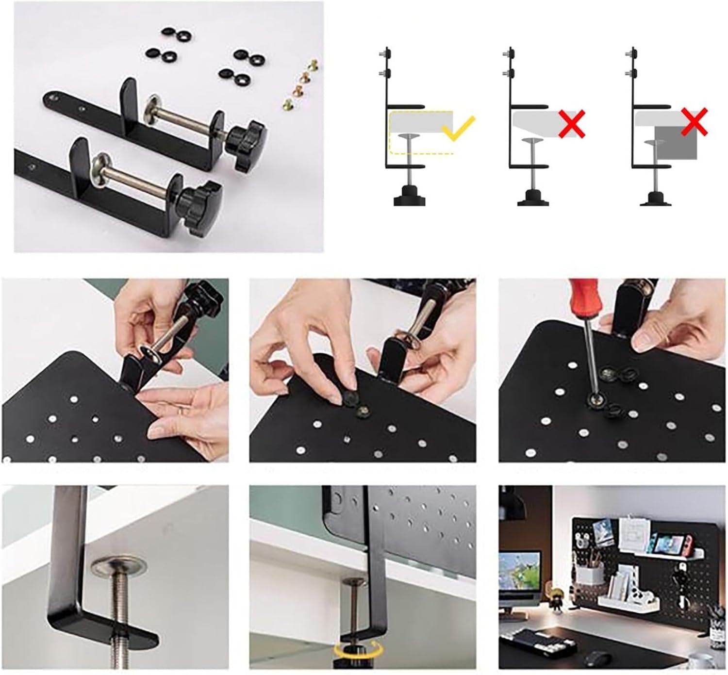 デスクトップペグボード棚、ペグボードコンビネーションキット、垂直穴プレート収納ラック、多機能DIYテーブルストレージディスプレイシェ