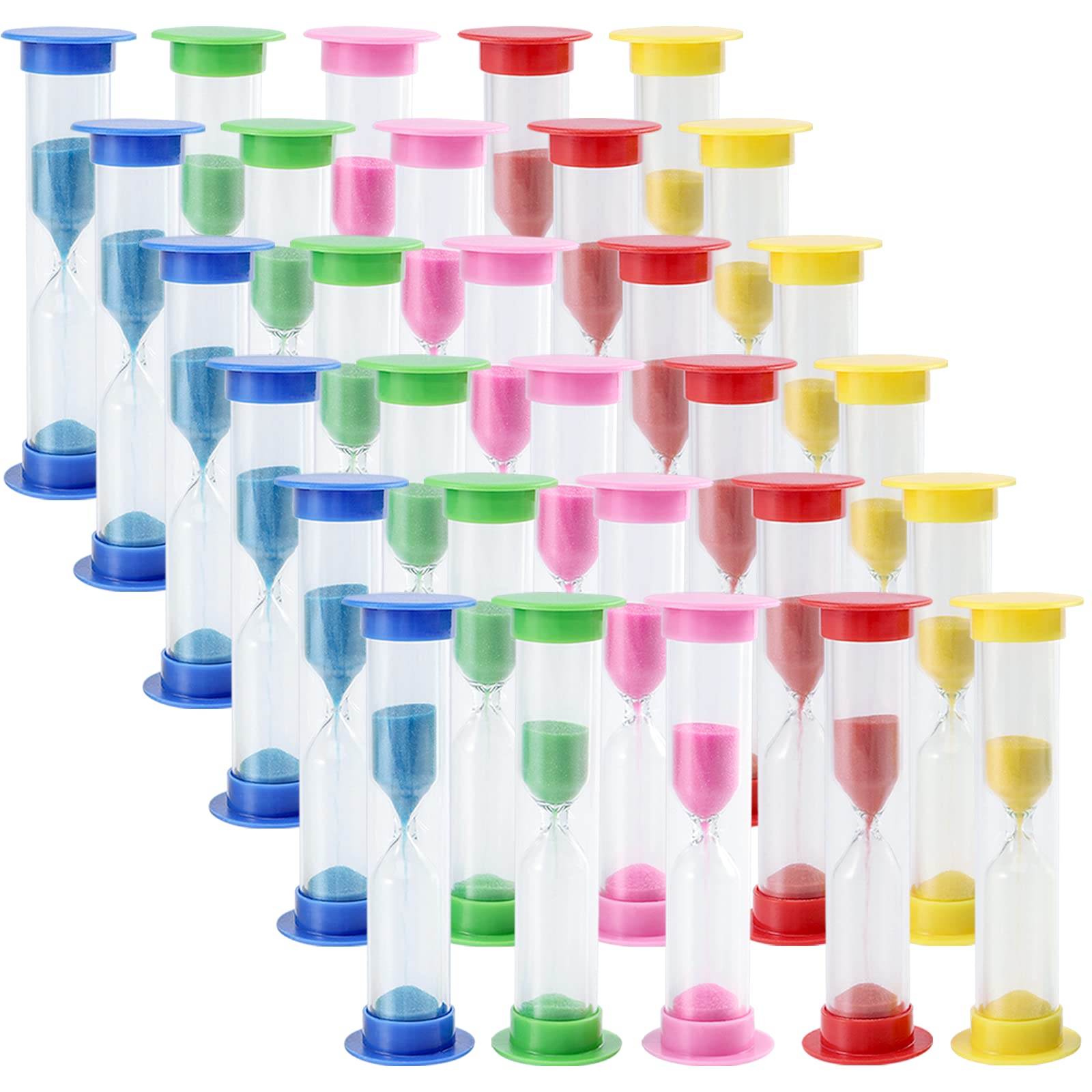 THETHO 6 Pezzi Timer a Clessidra, Timer di Sabbia a 5 Colori Timer a Clessidra (30 Secondi, 1 Minuto, 3 Minuti, 5 Minuti, 10 Minuti, 15 Minuti) Orologi a Clessidra per Cucina, casa, Ufficio