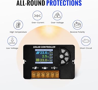 100W Monocrystalline Solar Panel Kit with 30A PWM Controller - 12V/24V High Efficiency Solar Panel for RV, Boat, Cabin, Off-Grid System-2pack