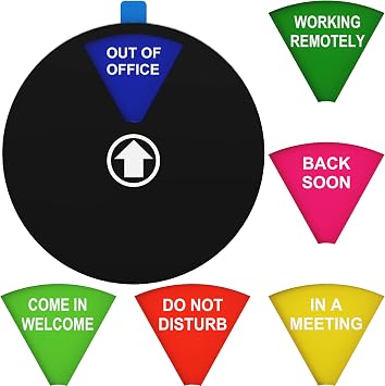 6 Options Office Door Signs, Do Not Disturb, Come in Welcome, Out of Office, Working Remotely, Back Soon, In a Meeting, Privacy Sign, That Lets Others Know Your Status 6inch,Black