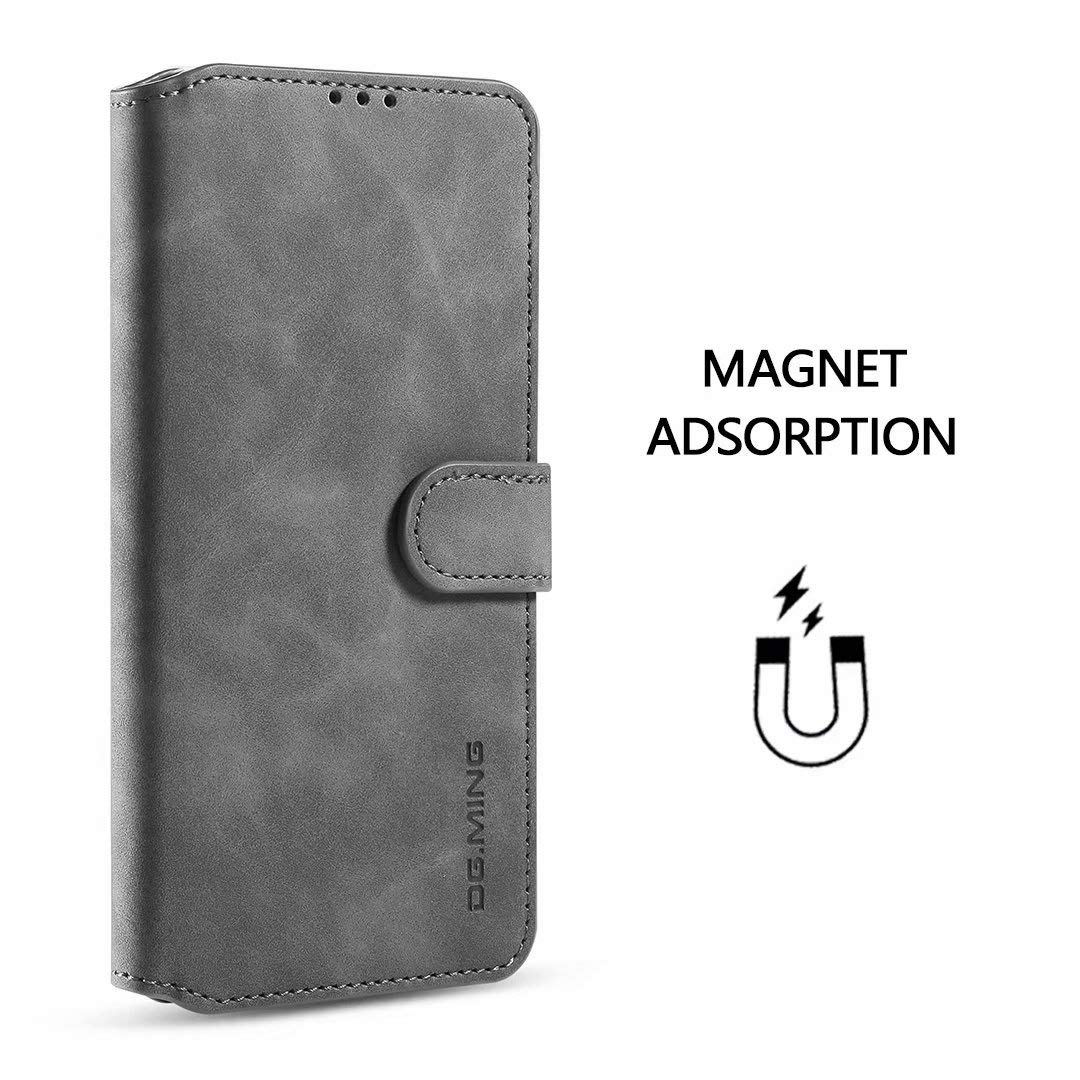 Xinyunew Cover Portafoglio Per Xiaomi Redmi GO Con Vetro Temperato – Custodia A Libro Con Slot Carte E Supporto – Grigio