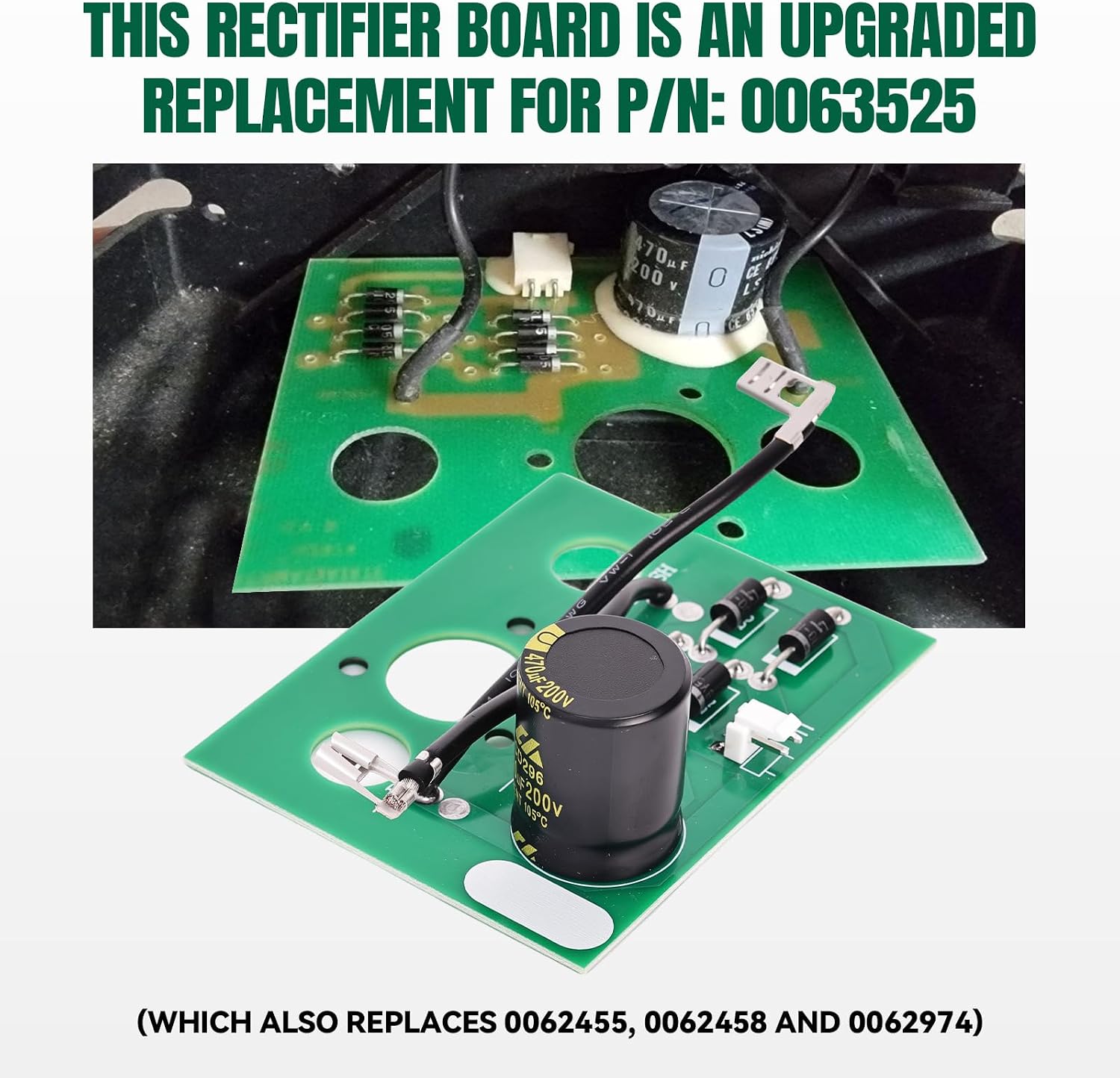 0063525 Improved Design Bridge Rectifier Board Compatible with Generator Rectifier Board (Replace #0062974, 0062455, 0062458)