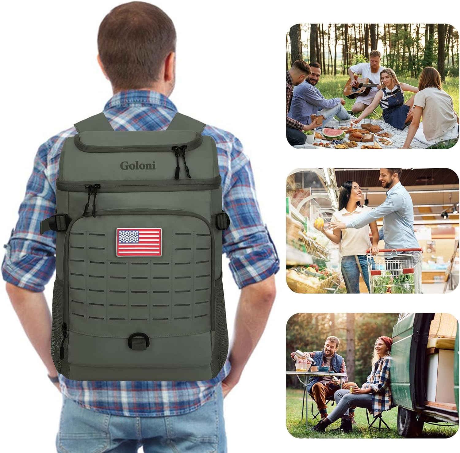 Cooler Backpack, 30 Can Backpack Cooler 4-Sided Cold Retention Technology, Lightweight & Hands-Free for Beach, Camping