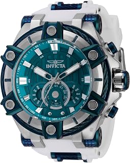 Men's Bolt 52mm Stainless Steel, Silicone Quartz Watch, Silver (Model: 40710), Silver
