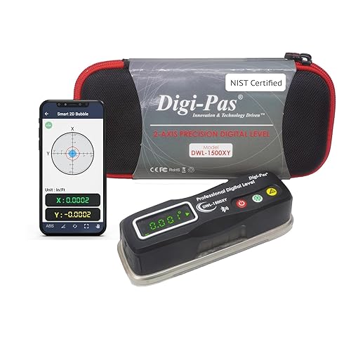 Digi-Pas 2-Axis Smart Master Precision Level DWL1500XY Bluetooth, 0.0002"/ft (0.02