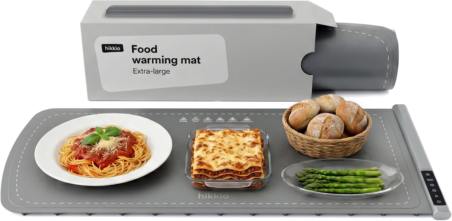 Warming Mat for Food Extra Large 35”x16”, Electric Food Warming Mat for Countertop with Adjustable Temperature & Timer, Fast Even Heating Roll-Up Silicone Pad for Buffet Parties, Family Dinners