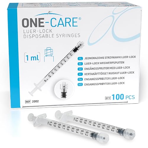 ONE-CARE Luer-Lock Syringe, 1 mL, 100 Count, Blister-Packed