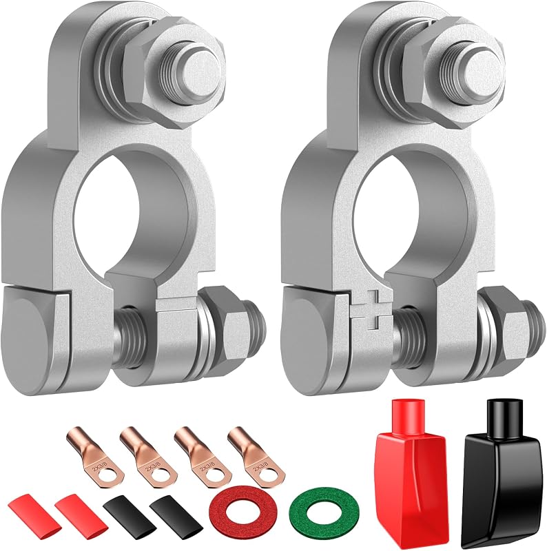 Kit de terminais de bateria Bateria Power positivo e negativo com conectores de cobre 2 Gauge – Conjunto completo