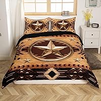 Vista 10 de Funda de edredón rústica de Texas con estrellas del oeste de Texas, juego de ropa de cama para niños y niñas, tablero de madera, funda de edredón