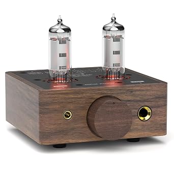 Nobsound P5 HIFI Vacuum Tube Headphone Amplifier Dual Mono Design, 4.4mm & 6.35mm Output, 200V High Voltage Drive, Replaceable Vacuum Tube/Op Amp, Low Jitter for Audiophile Walnut
