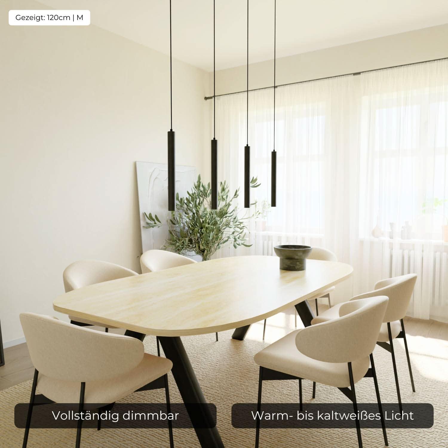 Dimmbare Pendelleuchte 'Learis', LED Deckenleuchte, moderne Hängelampe Esstisch Wohnzimmer Smart Home Alexa Google Home Tuya
