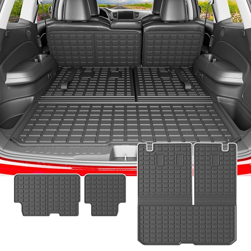 Forro de porta-malas com revestimentos dos encostos powoq compatível com Honda Pilot 2016–2022, modelo de 8 lugares
