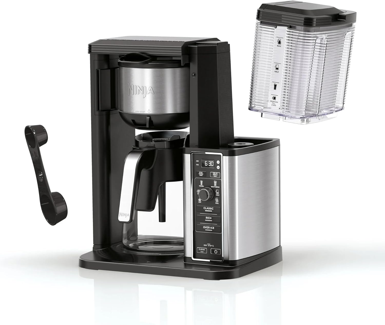 Ninja 10 Cup Drip Coffee Maker, Hot & Iced Coffee Machine, Stainless Steel, Glass Carafe, Programmable, with Advanced Brewing Technology for Iced Coffee, Single Serve and Brew Strength Options - CM300