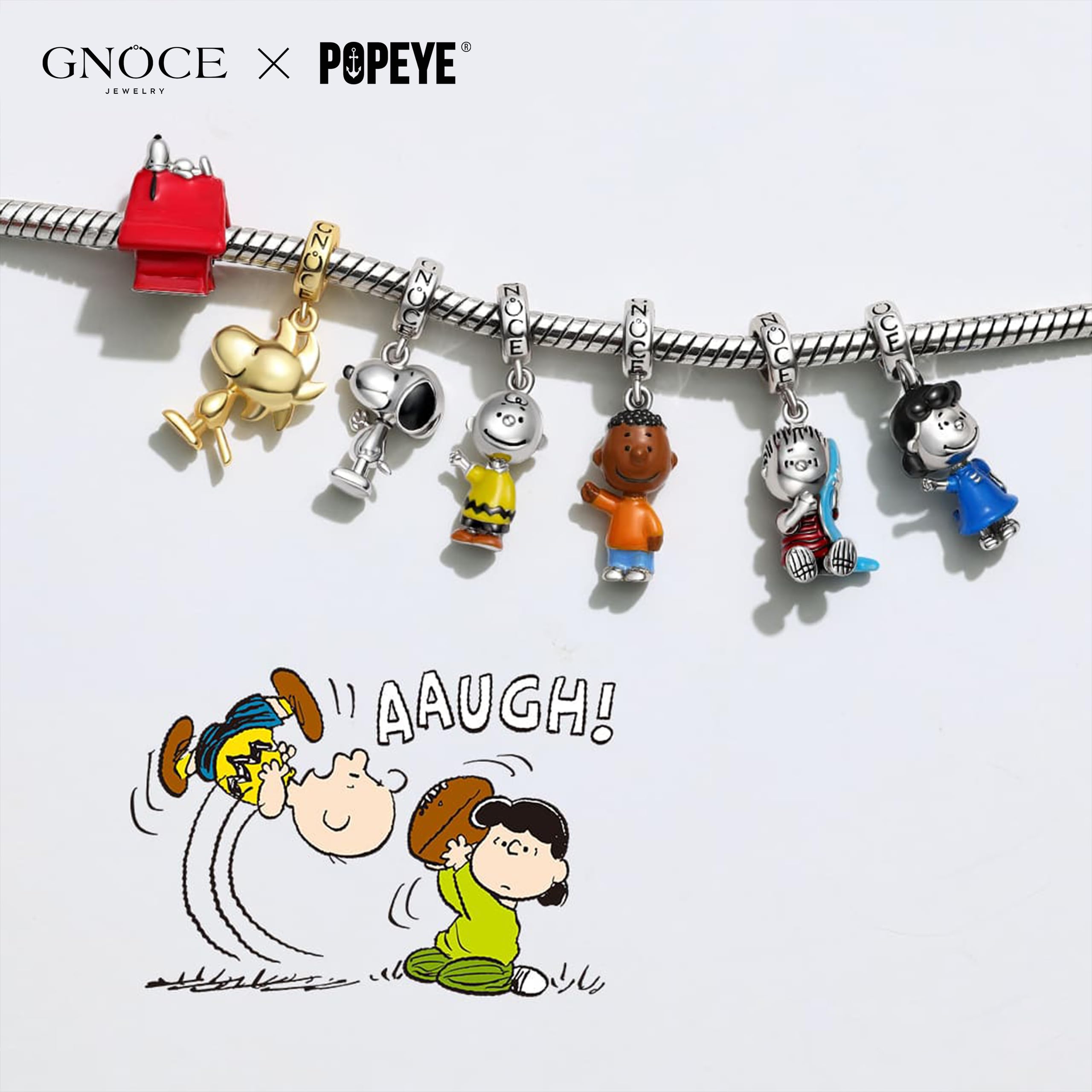 GNOCE Charm Anhänger Peanuts Stehender Snoopy Anhänger 925 Sterlingsilber Beads Charms für Frauen und Mädchen Schmuckgeschenk für Fans
