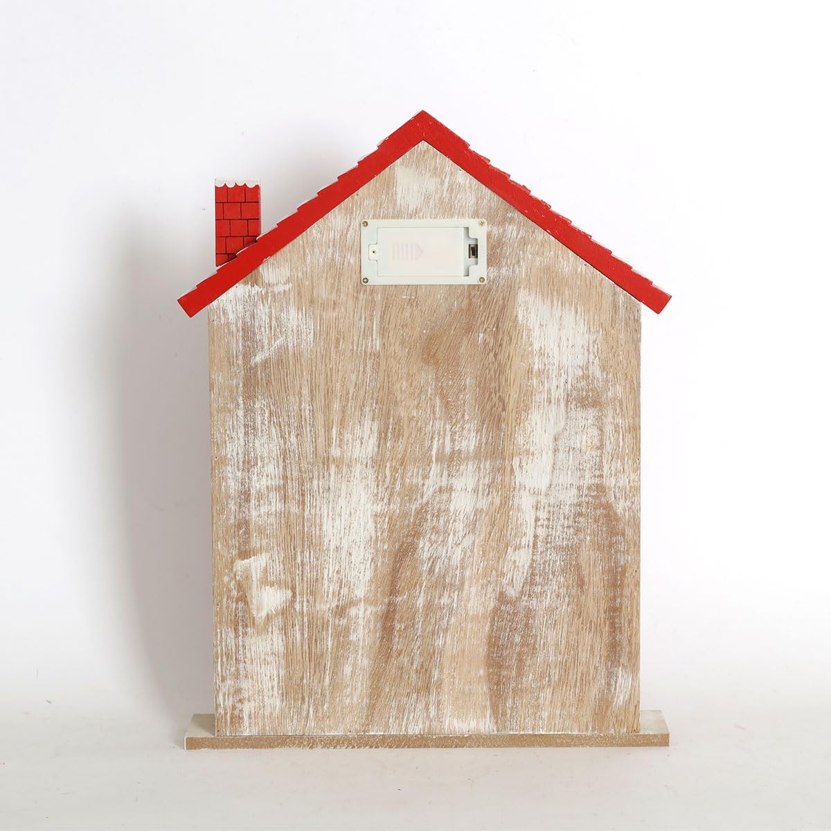 Calendrier de l'Avent en bois PE Maison de Noël rouge avec 24 tiroirs de rangement Organisateur de cadeaux avec éclairage LED Décoration de Noël