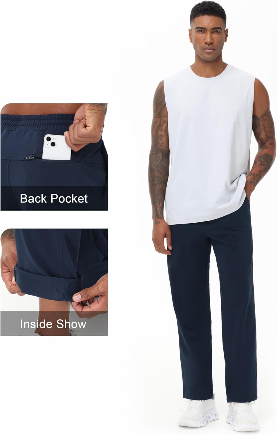 THE GYM PEOPLE Men's Baggy Sweatpants Lightweight Lounge Open Bottom Athletic Workout Pants with Pockets - Image 5