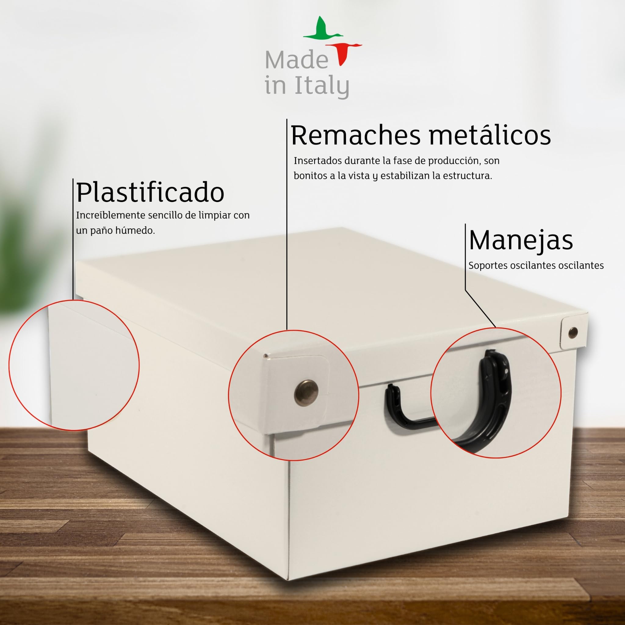 Lavatelli Cajas Almacenaje Cartón y Tapa Beige 32x42x17,5cm Set 6 con Asas | Organizador cajones en cartón con tapa y asas, set de 6 cajas de 32x42x17,5 cm, para ropa, mantas y juguetes. Made in Italy