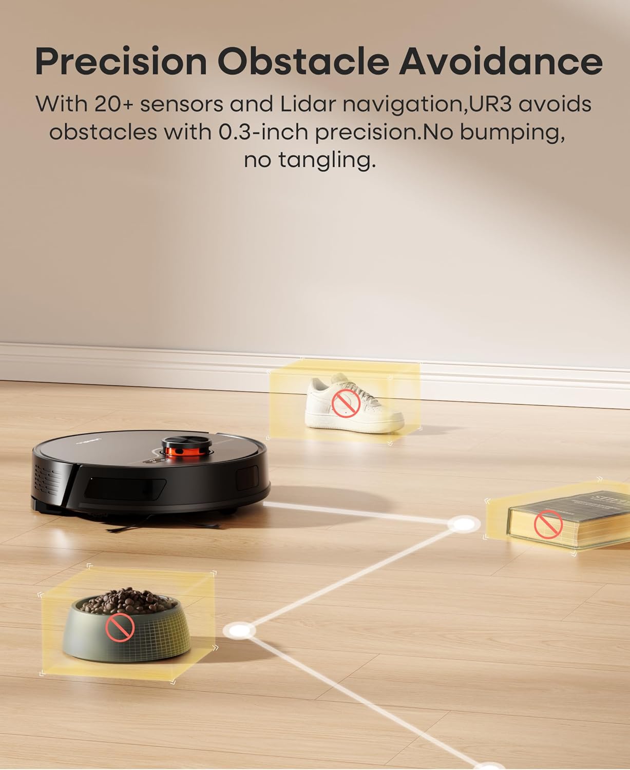 Robot Vacuum and Mop Combo,Lidar Navigation Robotic Vacuum Cleaner with 3.5L Self Emptying Station,5000Pa Vacuum Robot,180mins Runtime,No-Go&No-Mop Zones,App/Alexa/Remote Control,UR3