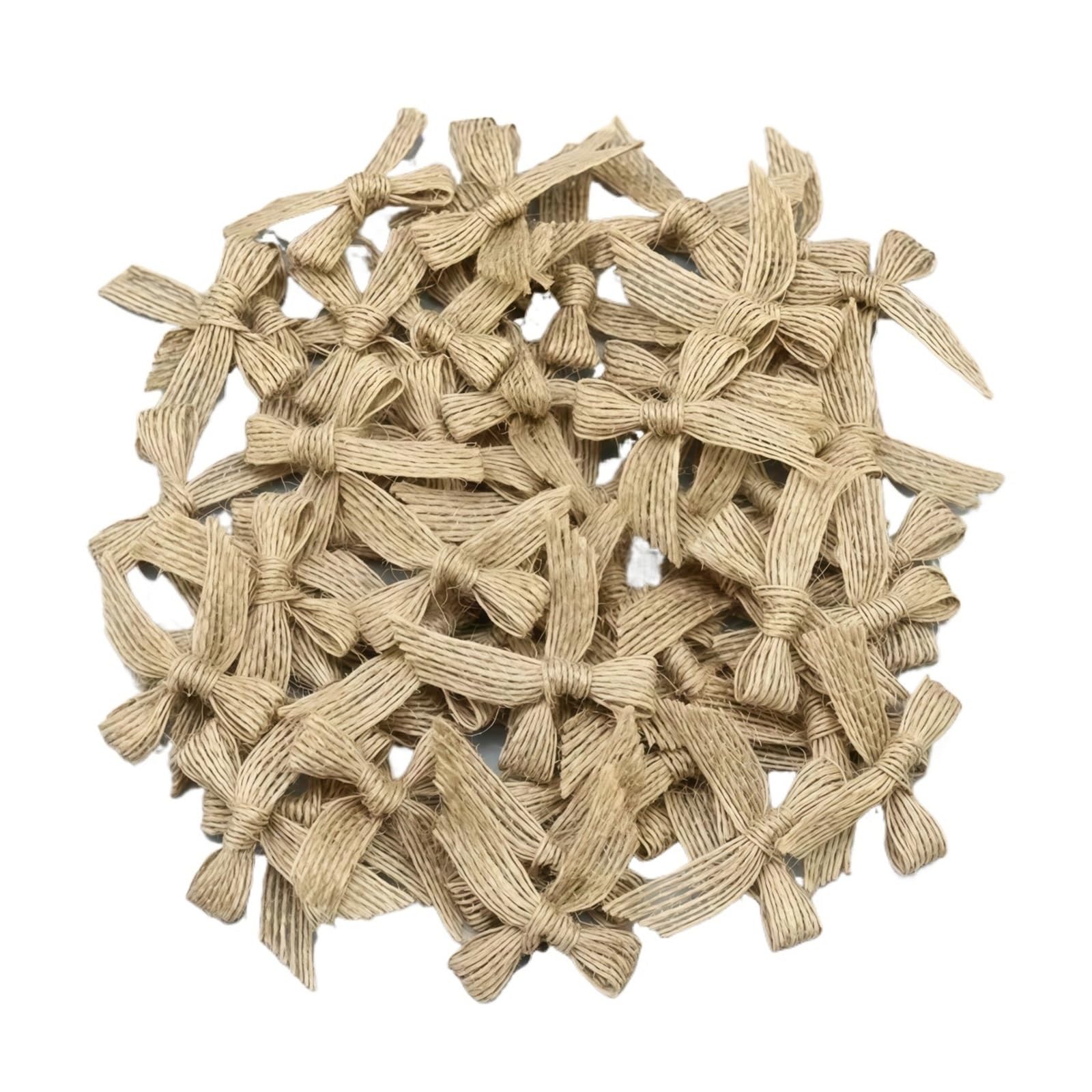 UJEDFHV Mini Bow Burlap Ribbon Bow Vintage Linen For DIY Sewing Crafts Wedding Hairpin Garment Accessories for DIY Crafts(100Pcs)