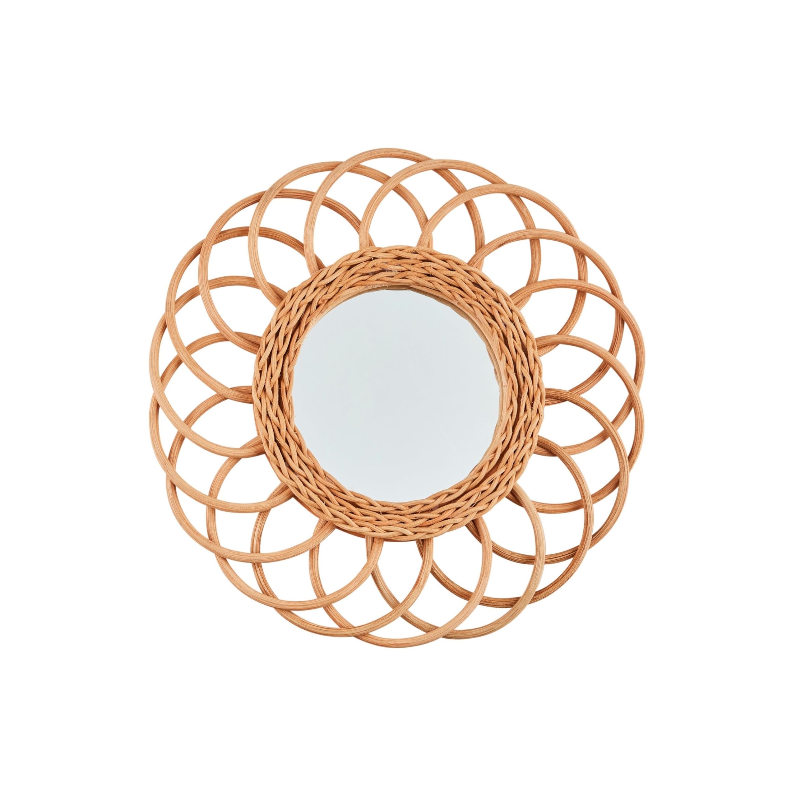 Miroir tissé en Boucle Mud Pie de 30,5 cm pour décoration murale bohème