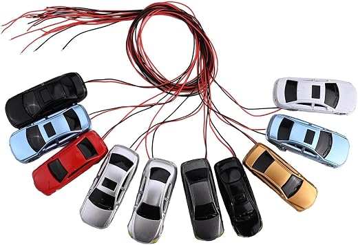 RANRAO 10Pcs N Gauge 187 Scale Painted Model Cars, H0/TT Scale Trains, Includes Wiring And Bulbs