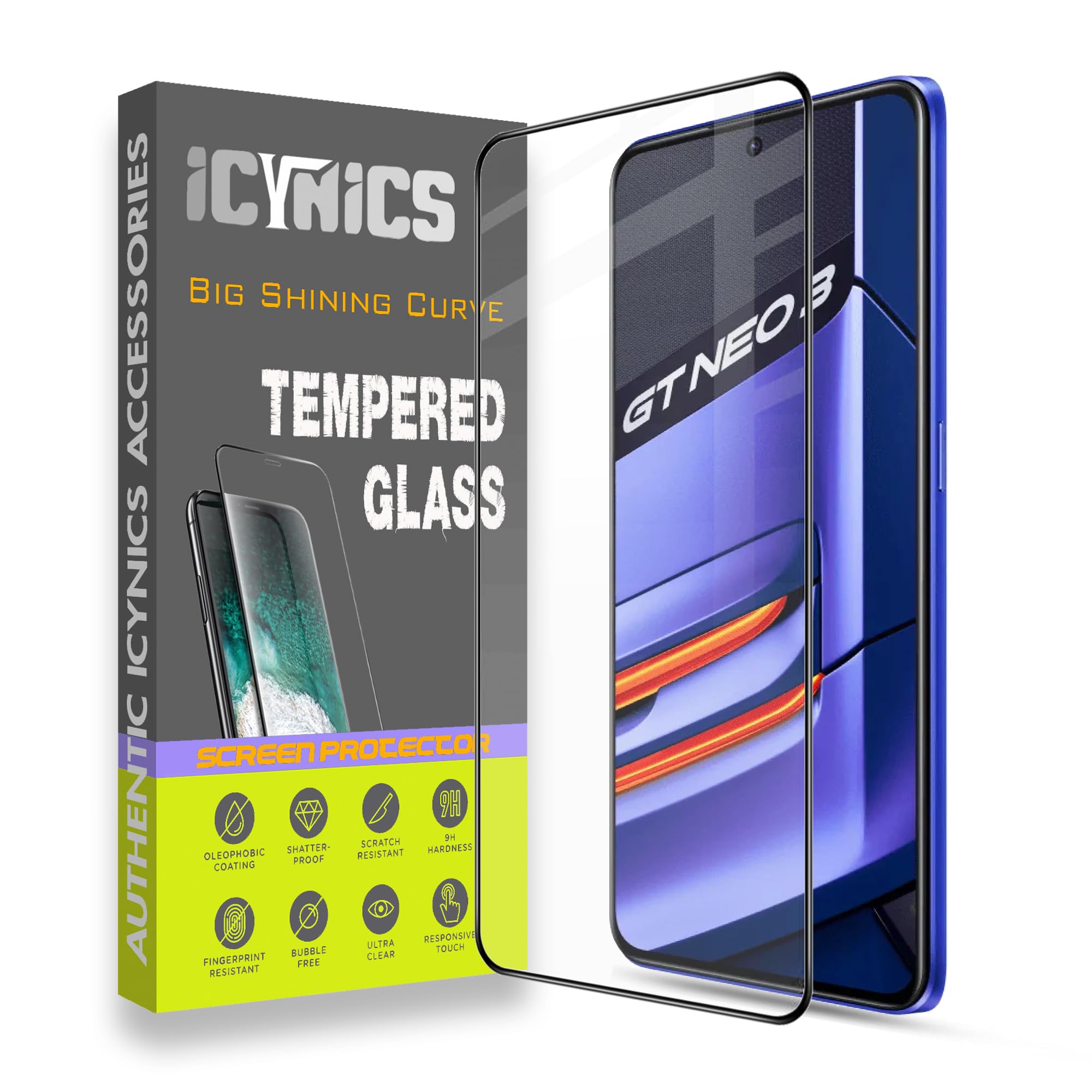 ICYNICS Tempered Glass for Realme GT Neo 3 Anti-Fingerprint, Waterproof, Oil-resistant, Bubble-Free, Anti-Static with Full Screen Coverage & Easy Installation (Pack of 1) (B0CM4ZB6TN) Amazon Price History, Amazon Price Tracker
