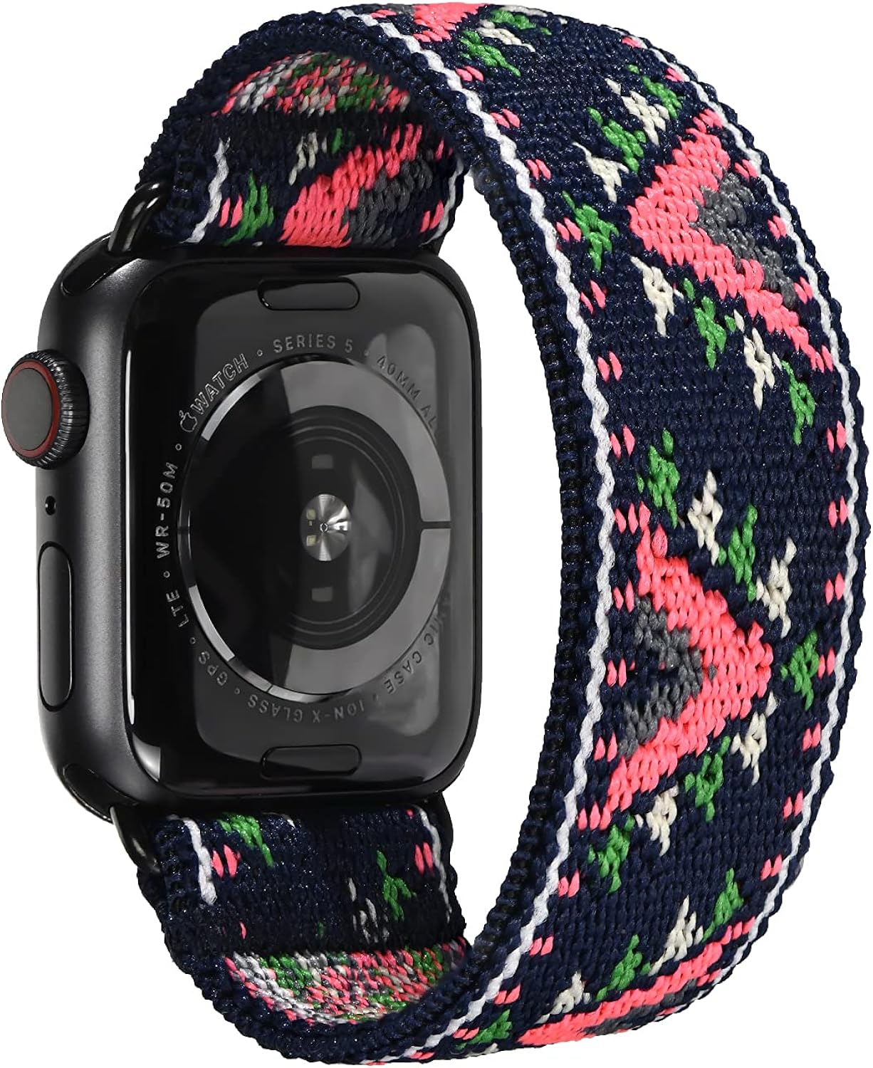 Get Discount Offer Tefeca Pink V Pattern Stretch Elastic Compatible/Replacement Band for Apple Watch