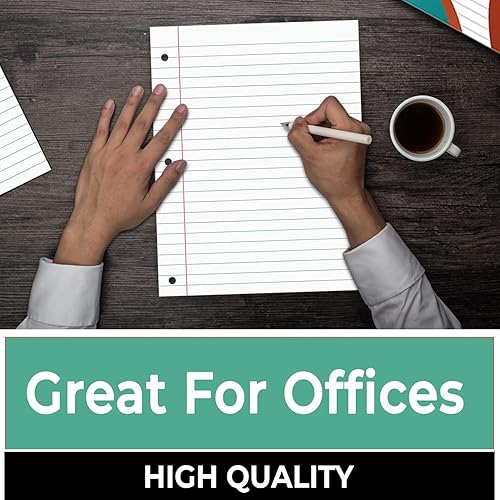 Miniatura 5 de Papel de hojas sueltas, 450 hojas, paquete de 3, hojas de 1.98 ozm con rayas anchas, 8 x 10.5 pulgadas, papel de cuaderno a granel, 3 agujeros