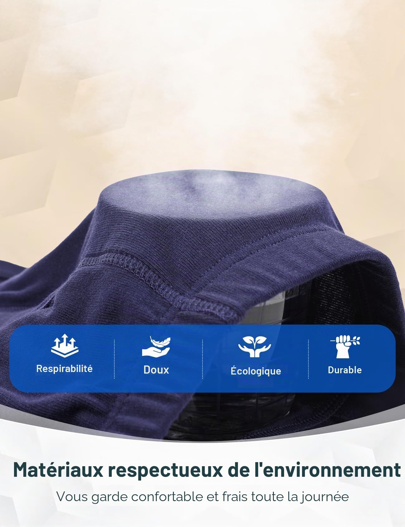 Lot de 3 Boxers d’Incontinence pour Homme 250 ml Absorption en Coton Lavables et Réutilisables Sous-Vêtements Anti-Fuite Bleu Taille XXL