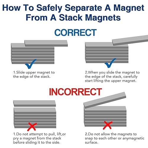 Miniatura 7 de TRYMAG Barra de imanes de neodimio fuertes, paquete de 12 potentes imanes de tierras raras con adhesivo de doble cara, tiras magnéticas impermeables