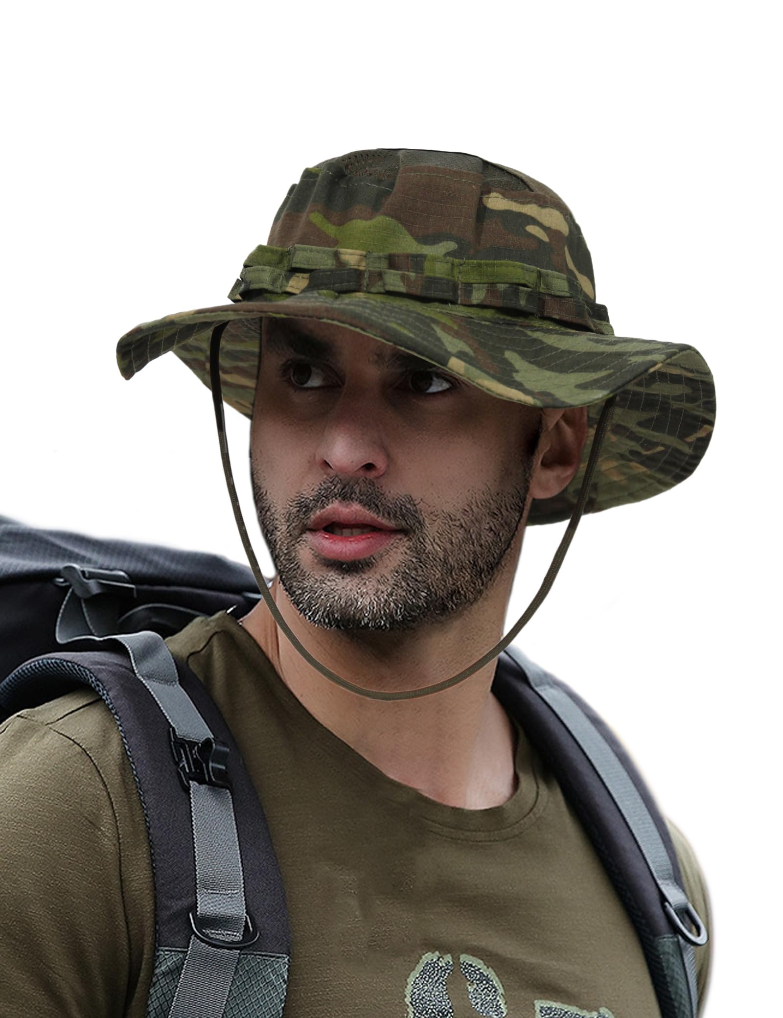 PanPacSightMen's New Camouflage Tactical Boonie Hat for Outdoor Activities, 22.8"-24"