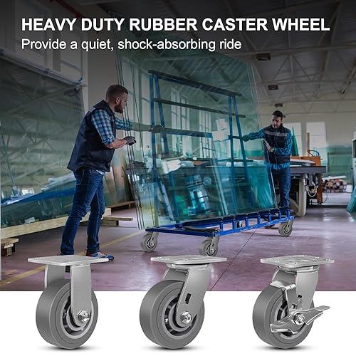 Miniatura 5 de NINOSO Rueda rígida industrial de 5 x 2 pulgadas, rueda de goma para muebles, plataforma de camión, carrito de plataforma (1 paquete rígido)