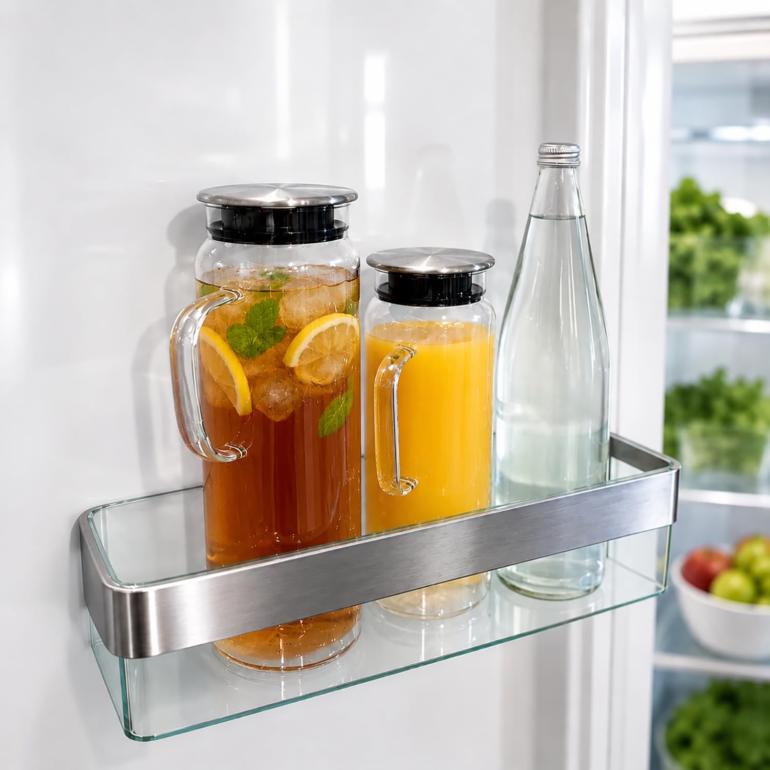 kela brocca in vetro da 1 litro con coperchio in acciaio inossidabile PITCHER, brocca per acqua, caraffa per acqua con coperchio per bevande fredde e calde