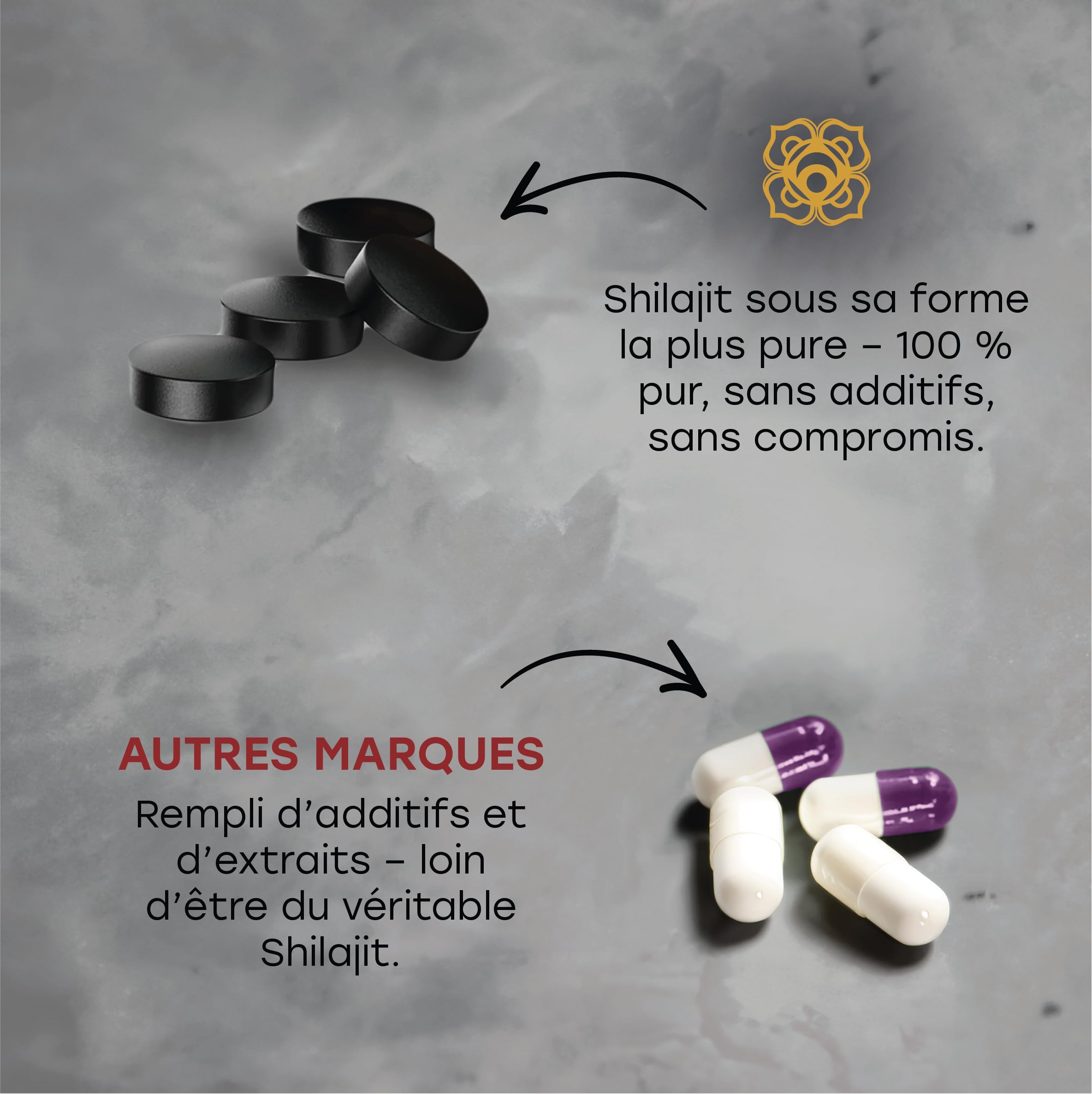 Comprimés De Shilajit Originel – 120 Comprimés, 400 Mg Par Portion – Résine De Shilajit Pure – Riche En Acides Fulviques Et Humiques – 100% Pur