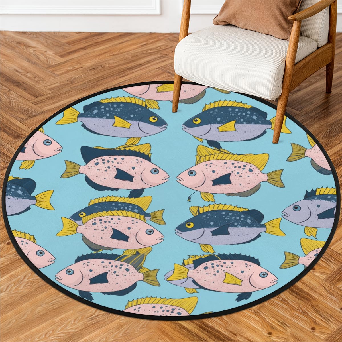 Tapis rond 90 cm pour chambre à coucher et coin lecture cocooning