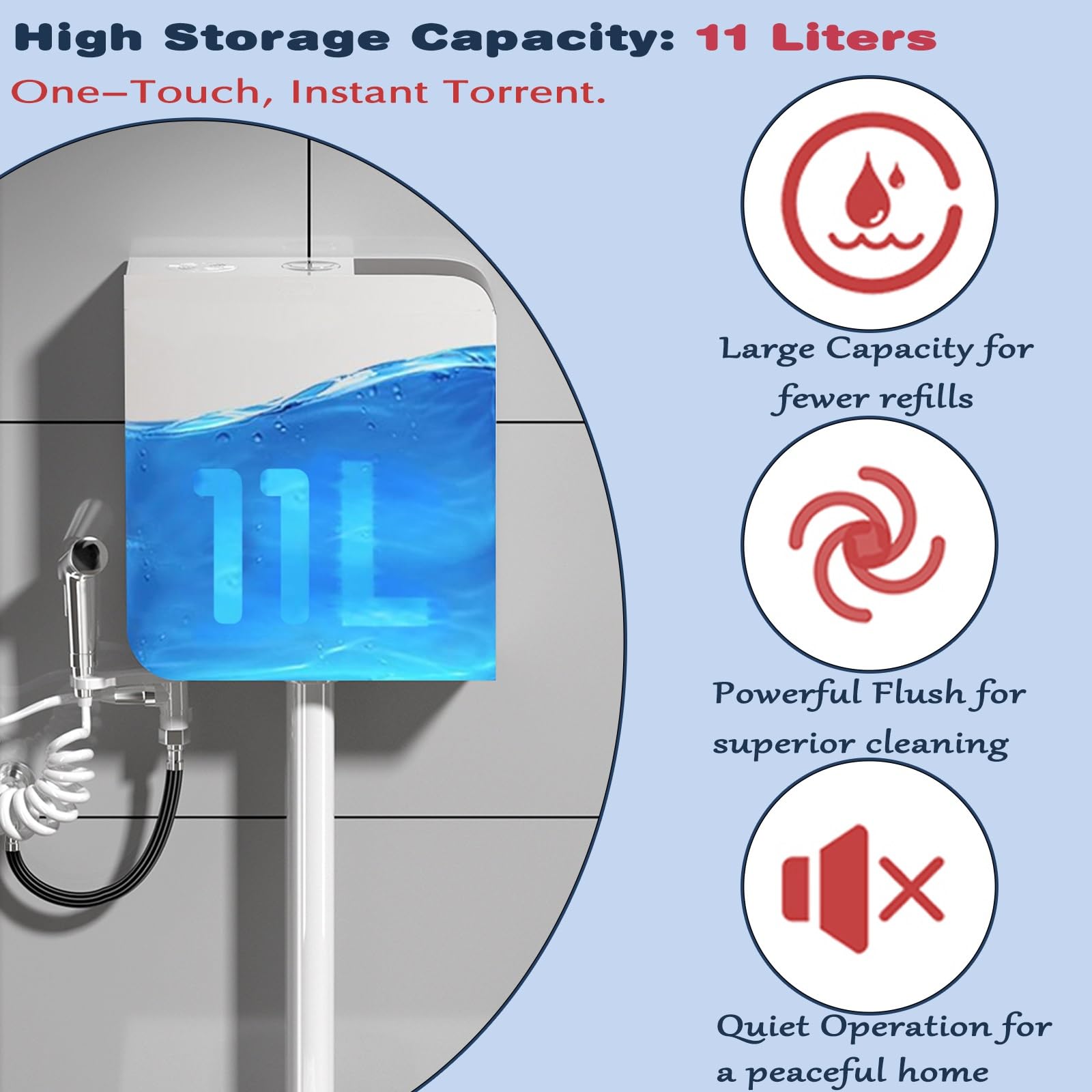 Depósito de inodoro de plástico de perfil bajo, diseño de ahorro de agua, mecanismo de descarga completo incluido, modelo silencioso blanco - ideal para renovación e instalación de baños.