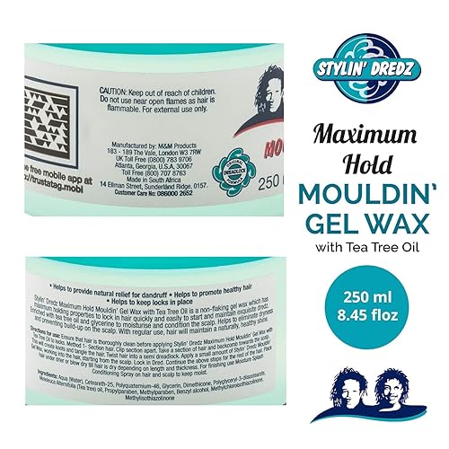 Miniatura 2 de Stylin Dredz Mouldin' Gel Wax - Loc n Twist Gel - Cera de gel para rastas con aceite de árbol de té, 8.5 fl oz individual
