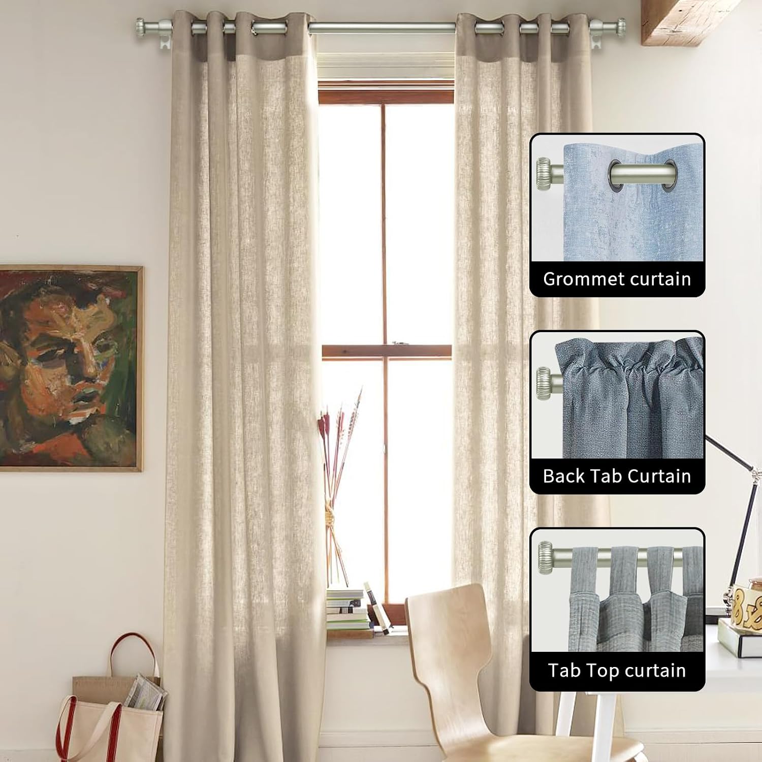 5/8" single Curtain Rod with Adette Finials (Pewter, 84"-120")