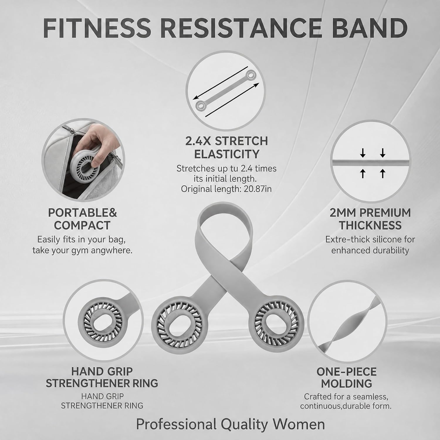 Resistance Band for Women, Silicone Shoulder Opener Back Stretcher,Stretch Bands for Exercise, Pull Exerciser for Posture Correction, Hand Grip Strengthener for Home Gym Office Travel image 2